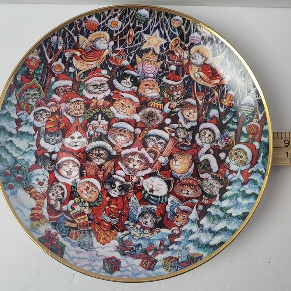Decorative Holiday Cat Plate SANTA CLAWS by Bill Bell Porcelain Franklin Mint - Picture 9 of 10